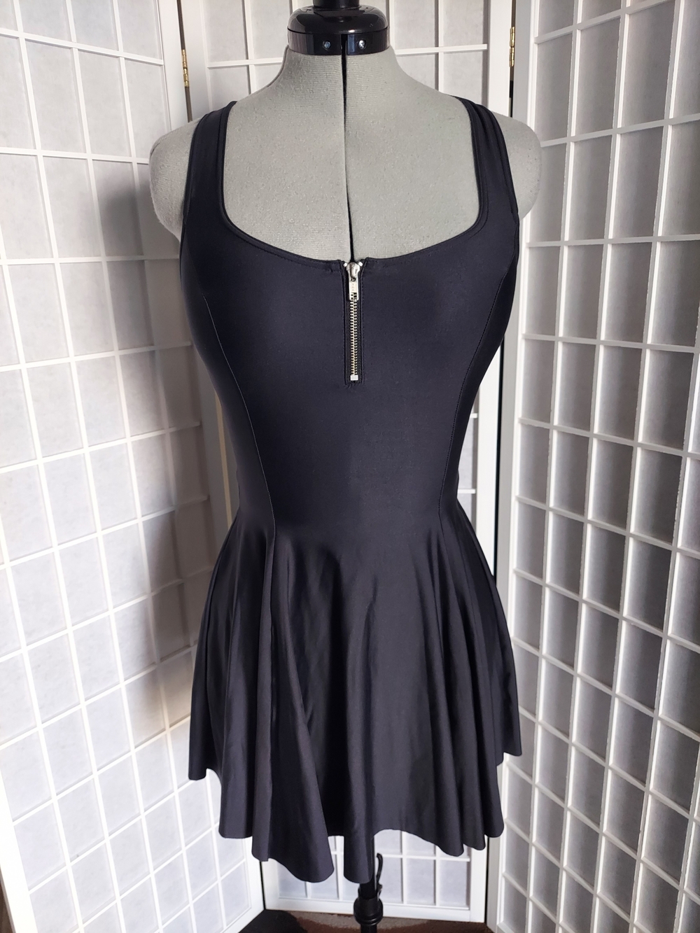 Blackmilk Black Zip-Front Skater Dress